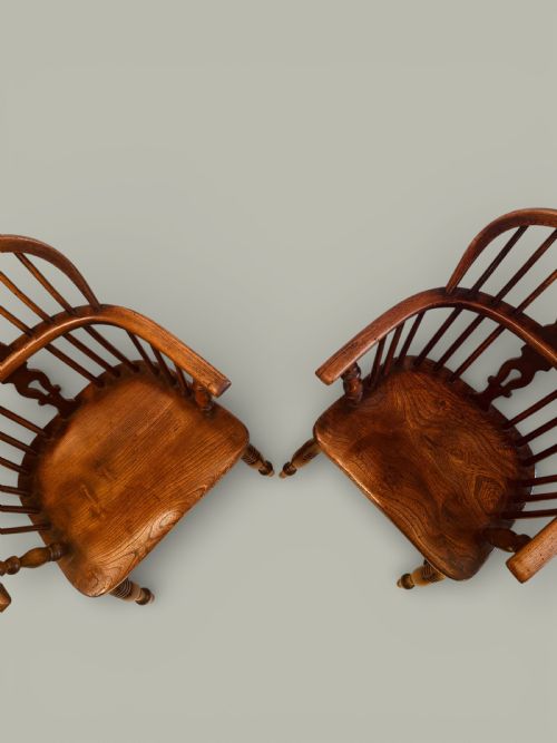 WINDSOR LOW BACK ARMCHAIRS SET OF 12 IN ASH ELM C1850 - ADDITIONAL PHOTO 4