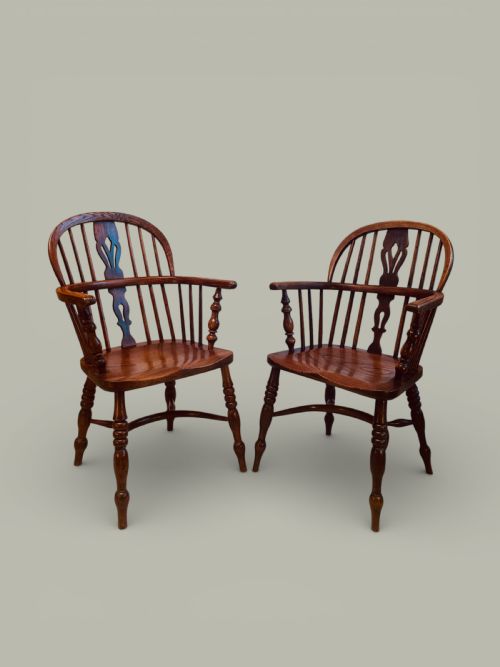 WINDSOR LOW BACK ARMCHAIRS SET OF 12 IN ASH ELM C1850 - ADDITIONAL PHOTO 9