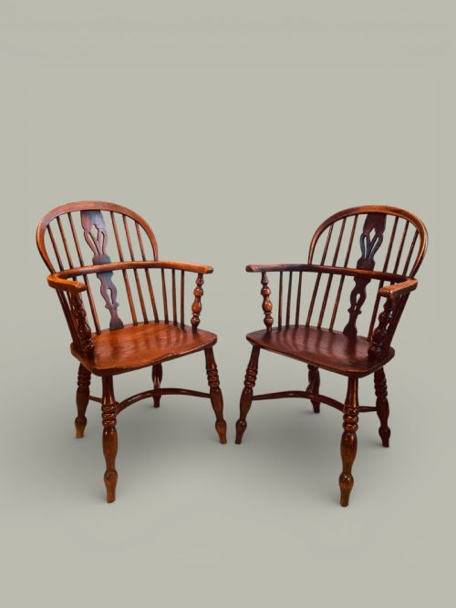 WINDSOR LOW BACK ARMCHAIRS SET OF 12 IN ASH ELM C1850 - ADDITIONAL PHOTO 11