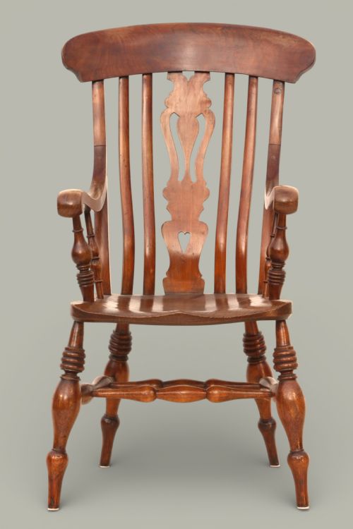 WINDSOR LARGE FARMHOUSE ARMCHAIR IN FRUTWOOD ELM C1890 - ADDITIONAL PHOTO 2