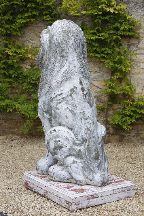 LION SCULPTURE CARVED WOOD LIFE SIZE 20TH CENTURY - ADDITIONAL PHOTO 8