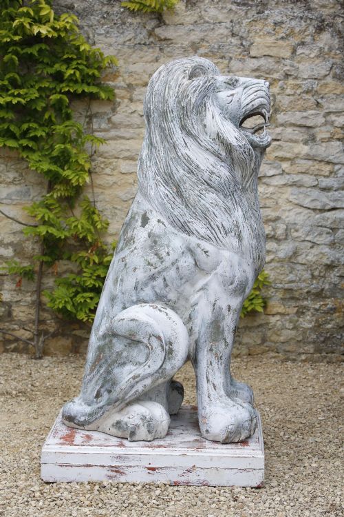 LION SCULPTURE CARVED WOOD LIFE SIZE 20TH CENTURY - ADDITIONAL PHOTO 9