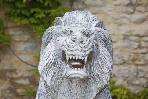 LION SCULPTURE CARVED WOOD LIFE SIZE 20TH CENTURY - ADDITIONAL PHOTO 12
