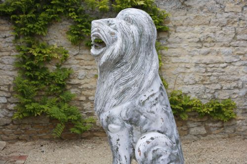 LION SCULPTURE CARVED WOOD LIFE SIZE 20TH CENTURY - ADDITIONAL PHOTO 14