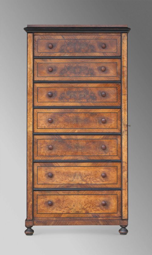 FRENCH WALNUT SEMAINIER CHEST OF DRAWERS 19TH C - ADDITIONAL PHOTO 3