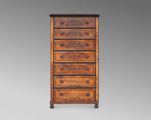 FRENCH WALNUT SEMAINIER CHEST OF DRAWERS 19TH C - ADDITIONAL PHOTO 4