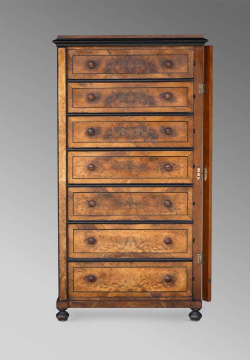 FRENCH WALNUT SEMAINIER CHEST OF DRAWERS 19TH C - ADDITIONAL PHOTO 5