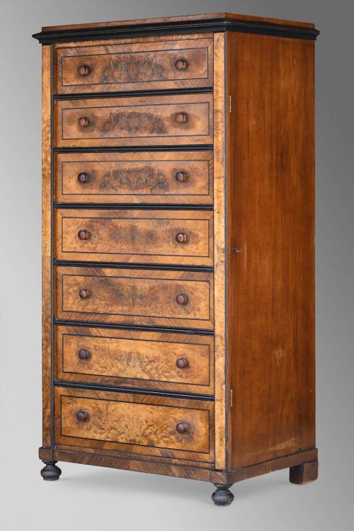 FRENCH WALNUT SEMAINIER CHEST OF DRAWERS 19TH C - ADDITIONAL PHOTO 6