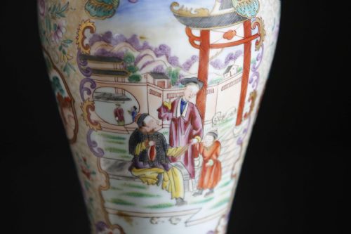 CHINESE CANTON FAMILLE ROSE VASE OIL LANTERN LAMPS PAIR 19TH CENTURY - ADDITIONAL PHOTO 9