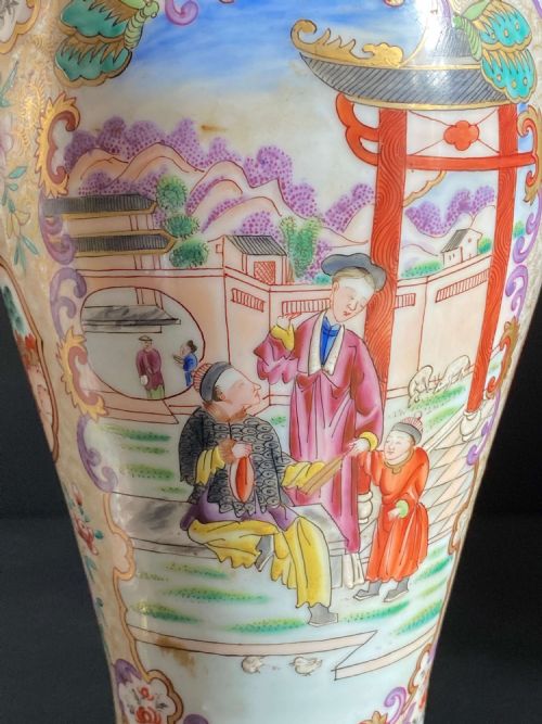 CHINESE CANTON FAMILLE ROSE VASE OIL LANTERN LAMPS PAIR 19TH CENTURY - ADDITIONAL PHOTO 12