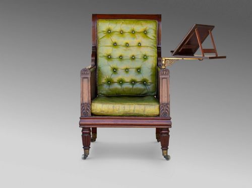REGENCY MAHOGANY CANED BERGRE LIBRARY CHAIR 1830C - ADDITIONAL PHOTO 1