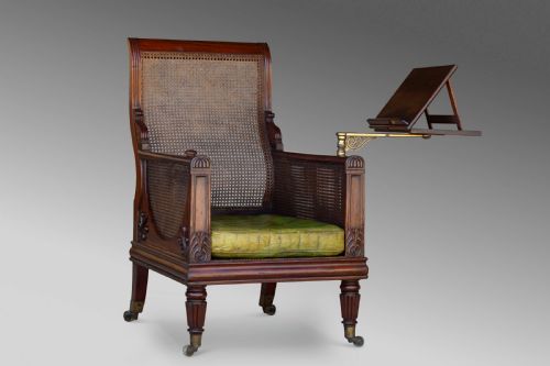 REGENCY MAHOGANY CANED BERGRE LIBRARY CHAIR 1830C - ADDITIONAL PHOTO 4