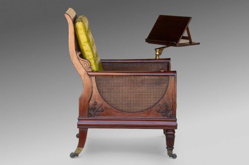 REGENCY MAHOGANY CANED BERGRE LIBRARY CHAIR 1830C - ADDITIONAL PHOTO 5