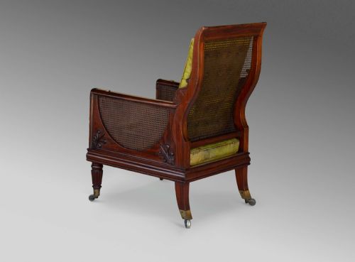 REGENCY MAHOGANY CANED BERGRE LIBRARY CHAIR 1830C - ADDITIONAL PHOTO 7