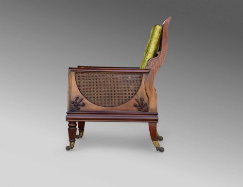 REGENCY MAHOGANY CANED BERGRE LIBRARY CHAIR 1830C - ADDITIONAL PHOTO 8