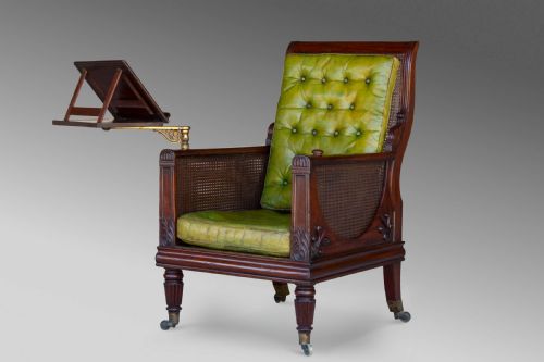 REGENCY MAHOGANY CANED BERGRE LIBRARY CHAIR 1830C - ADDITIONAL PHOTO 10