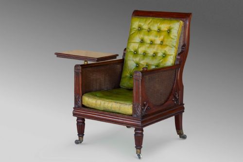 REGENCY MAHOGANY CANED BERGRE LIBRARY CHAIR 1830C - ADDITIONAL PHOTO 11