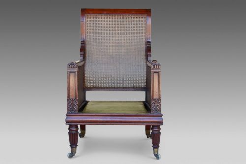 REGENCY MAHOGANY CANED BERGRE LIBRARY CHAIR 1830C - ADDITIONAL PHOTO 12