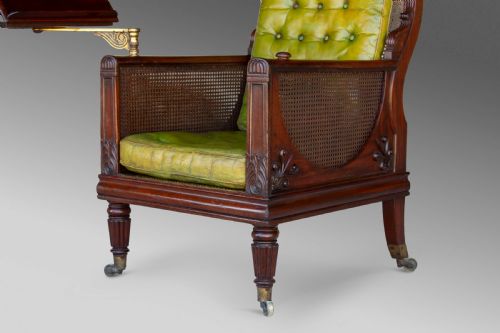 REGENCY MAHOGANY CANED BERGRE LIBRARY CHAIR 1830C - ADDITIONAL PHOTO 13