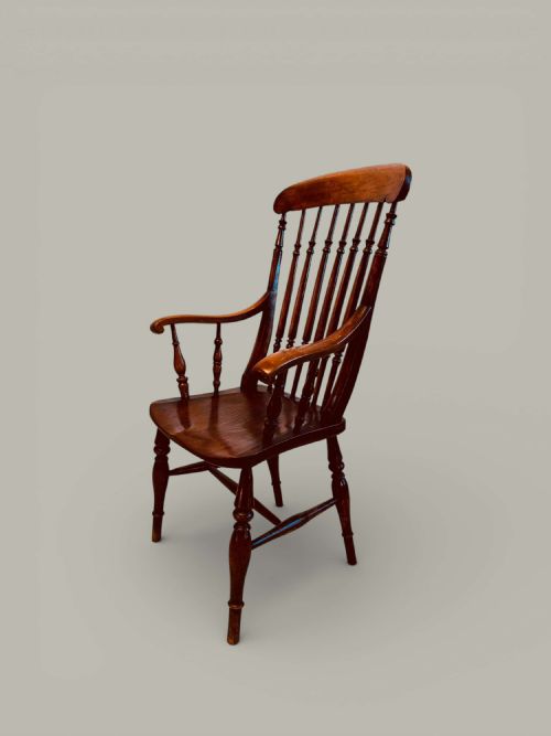 WINDSOR FARMHOUSE ARMCHAIR TURNED SPINDLE BACK IN BEECH ASH ELM C1880 - ADDITIONAL PHOTO 1