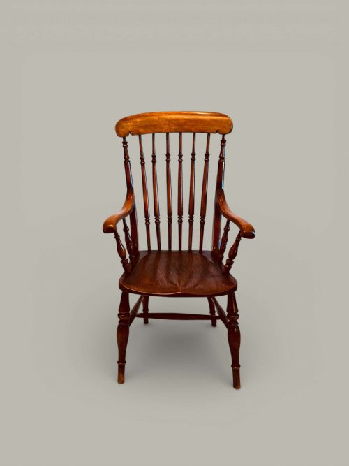 WINDSOR FARMHOUSE ARMCHAIR TURNED SPINDLE BACK IN BEECH ASH ELM C1880 - ADDITIONAL PHOTO 2