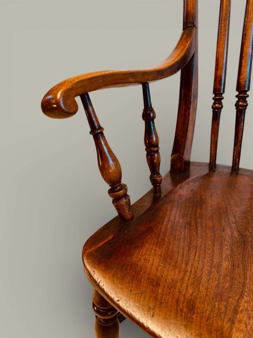 WINDSOR FARMHOUSE ARMCHAIR TURNED SPINDLE BACK IN BEECH ASH ELM C1880 - ADDITIONAL PHOTO 5