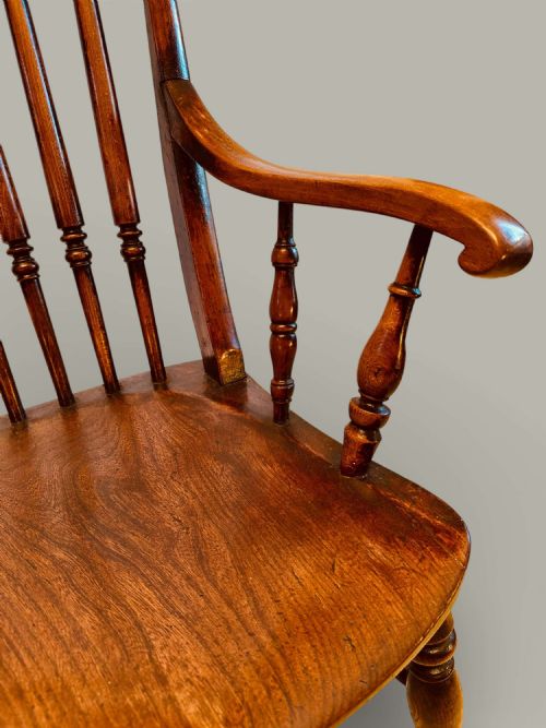 WINDSOR FARMHOUSE ARMCHAIR TURNED SPINDLE BACK IN BEECH ASH ELM C1880 - ADDITIONAL PHOTO 6