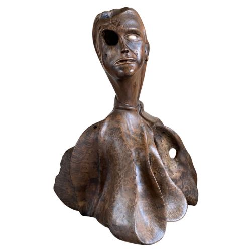 FOLK ART YEW BURR SCULPTURE CARVED HUMAN FORM LIFE SIZE - ADDITIONAL PHOTO 1
