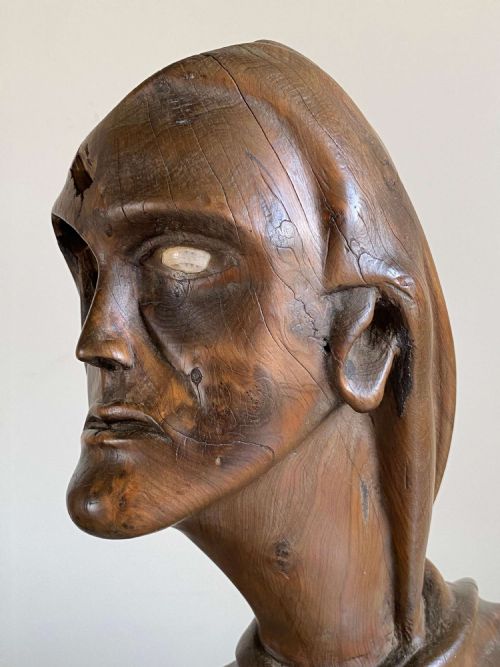 FOLK ART YEW BURR SCULPTURE CARVED HUMAN FORM LIFE SIZE - ADDITIONAL PHOTO 3