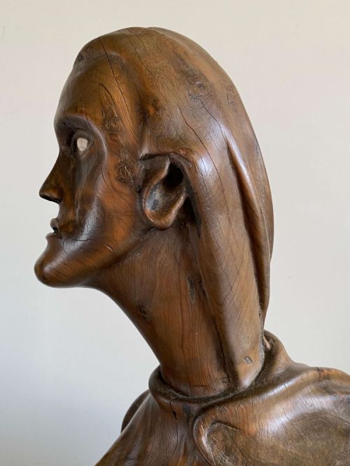 FOLK ART YEW BURR SCULPTURE CARVED HUMAN FORM LIFE SIZE - ADDITIONAL PHOTO 5