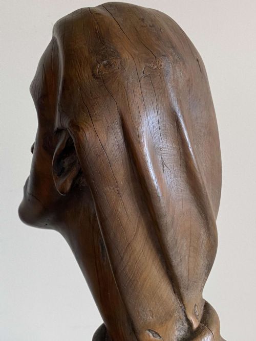 FOLK ART YEW BURR SCULPTURE CARVED HUMAN FORM LIFE SIZE - ADDITIONAL PHOTO 6