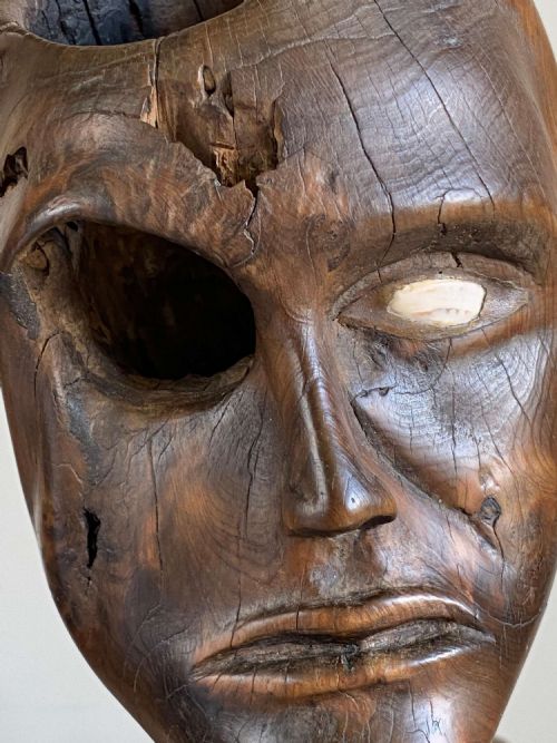 FOLK ART YEW BURR SCULPTURE CARVED HUMAN FORM LIFE SIZE - ADDITIONAL PHOTO 7