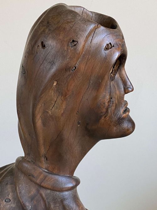 FOLK ART YEW BURR SCULPTURE CARVED HUMAN FORM LIFE SIZE - ADDITIONAL PHOTO 8