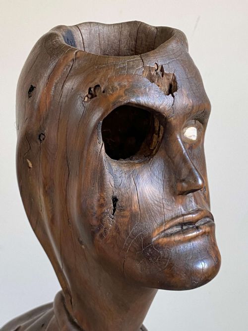 FOLK ART YEW BURR SCULPTURE CARVED HUMAN FORM LIFE SIZE - ADDITIONAL PHOTO 9