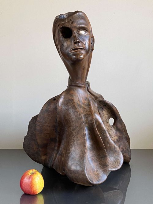 FOLK ART YEW BURR SCULPTURE CARVED HUMAN FORM LIFE SIZE - ADDITIONAL PHOTO 17