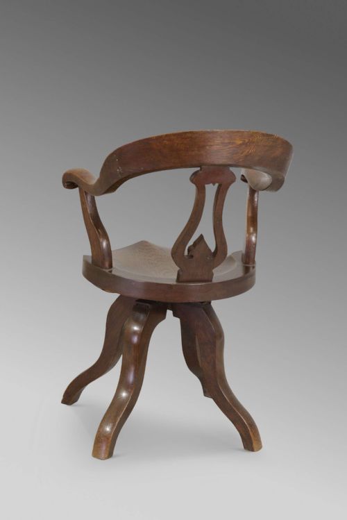 BERGERE SWIVEL CHAIR IN OAK C1900 - ADDITIONAL PHOTO 2