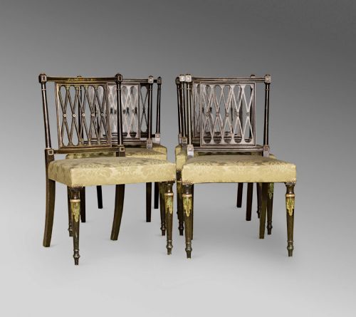 REGENCY SHERATON STYLE DECORATED DINING CHAIRS 19TH C - ADDITIONAL PHOTO 1