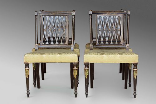 REGENCY SHERATON STYLE DECORATED DINING CHAIRS 19TH C - ADDITIONAL PHOTO 2