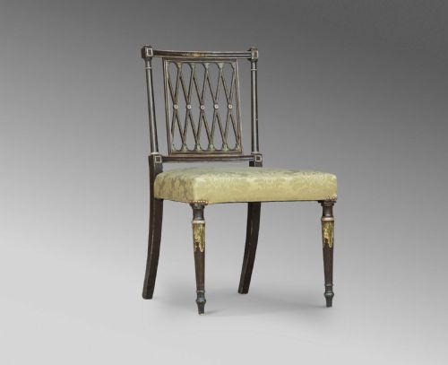 REGENCY SHERATON STYLE DECORATED DINING CHAIRS 19TH C - ADDITIONAL PHOTO 7