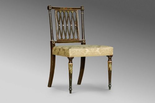 REGENCY SHERATON STYLE DECORATED DINING CHAIRS 19TH C - ADDITIONAL PHOTO 9