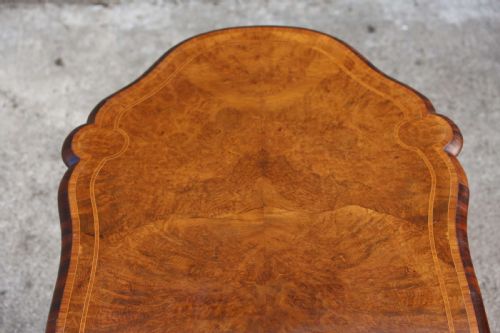 SERPENTINE DESK BURR WALNUT ORMOLU CENTER TABLE SATINWOOD CABRIOLE LEGS 19TH C - ADDITIONAL PHOTO 3
