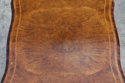 SERPENTINE DESK BURR WALNUT ORMOLU CENTER TABLE SATINWOOD CABRIOLE LEGS 19TH C - ADDITIONAL PHOTO 4