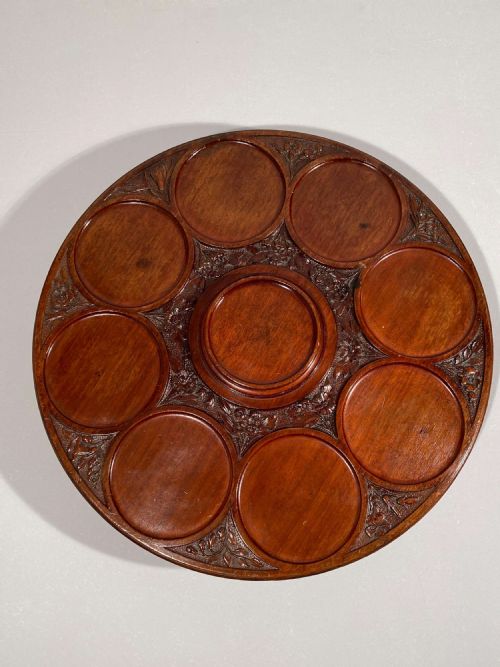 LATE 19TH CENTURY ENGLISH CARVED ROTATING LAZY SUSAN - ADDITIONAL PHOTO 1
