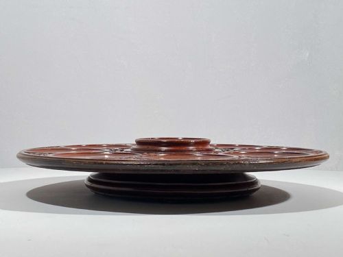 LATE 19TH CENTURY ENGLISH CARVED ROTATING LAZY SUSAN - ADDITIONAL PHOTO 2