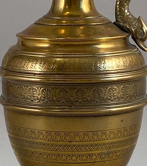 BRONZE EWER VASE WITH BACCHUS AND DOLPHIN FIGURAL HANDLE - ADDITIONAL PHOTO 9