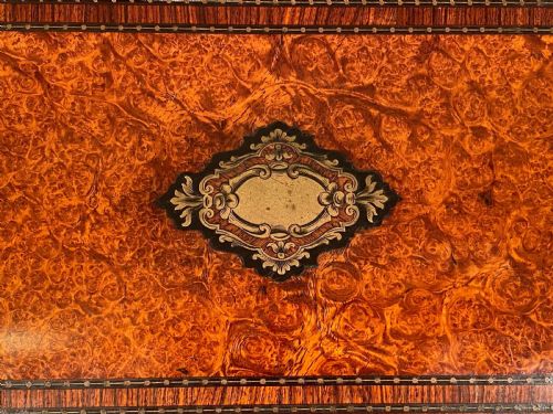 FRENCH WALNUT BURR CAMPAIGN WRITING SLOPE BRASS INLAY 19TH C - ADDITIONAL PHOTO 2
