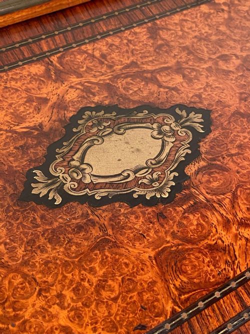 FRENCH WALNUT BURR CAMPAIGN WRITING SLOPE BRASS INLAY 19TH C - ADDITIONAL PHOTO 5