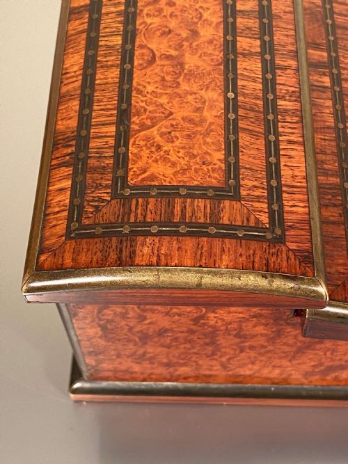 FRENCH WALNUT BURR CAMPAIGN WRITING SLOPE BRASS INLAY 19TH C - ADDITIONAL PHOTO 8