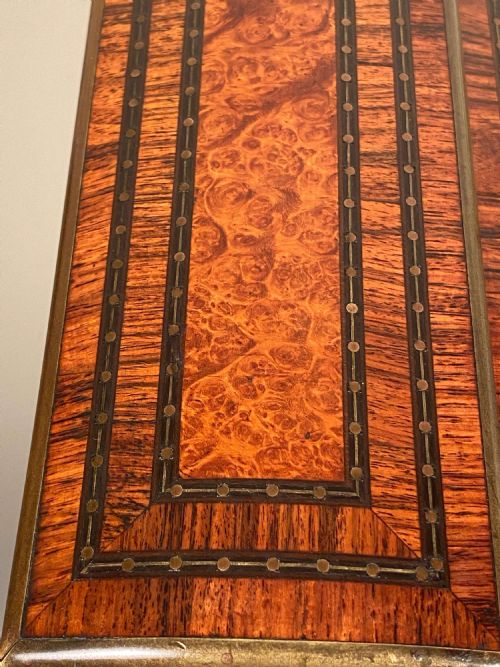FRENCH WALNUT BURR CAMPAIGN WRITING SLOPE BRASS INLAY 19TH C - ADDITIONAL PHOTO 9