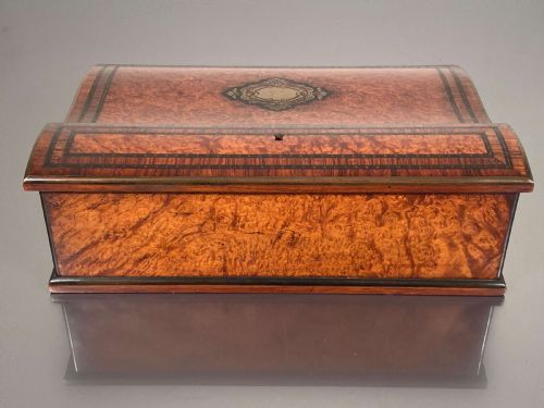 FRENCH WALNUT BURR CAMPAIGN WRITING SLOPE BRASS INLAY 19TH C - ADDITIONAL PHOTO 10
